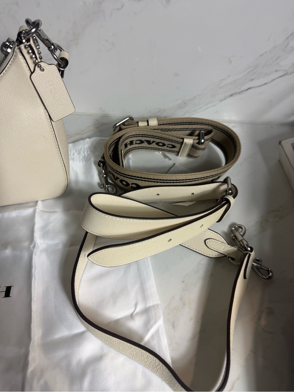 COACH Crossgrain leather small hobo crossbody bag - White NWT - Picture 14 of 16